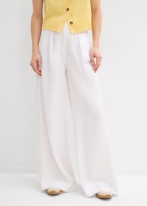 bonprix Bundfaltenhose aus flie&szlig;endem Lyocell, wei&szlig;, Gr.44, Weite Hose mit Seitentaschen und Bundfalten auf der Vorderseite