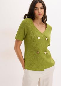 bonprix Strickjacke mit Baumwolle, gr&uuml;n, Gr.36/38 (S), elegante Strickjacke, 50% Baumwolle