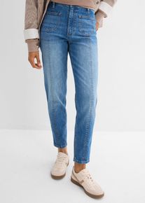 bonprix Mom-Jeans High Waist cropped, blau, Gr.38, Mom-Jeans High Waist, cropped, 79% Baumwolle (organic)