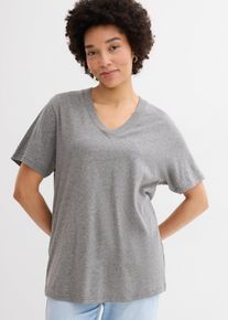 bonprix Longshirt (5er-Pack), gr&uuml;n, Gr.56/58 (3XL), Bequemes weites Long-Shirt, grau meliert: 70% Baumwolle