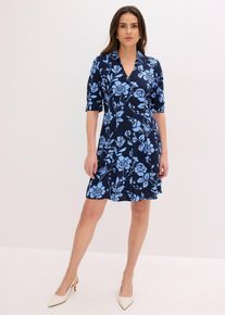 bonprix Blusenkleid aus flie&szlig;ender Viskose, blau, Gr.38, Modernes Kleid mit Knopfleiste