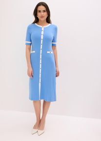 bonprix Strickkleid mit Viskose, blau, Gr.36/38 (S), elegantes Strickkleid mit Knopfdetail