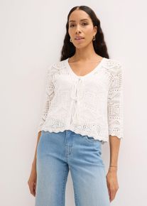 bonprix Ajour-Strickjacke zum Binden, wei&szlig;, Gr.48/50 (XL), Sch&ouml;ne Ajour-Strickjacke zum Binden, 50% Baumwolle