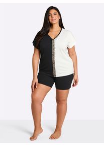 w&auml;schepur sheego Gro&szlig;e Gr&ouml;&szlig;en Shorty im Colourblocking-Dessin, ecru-schwarz, Gr&ouml;&szlig;e 52/54 - Damen