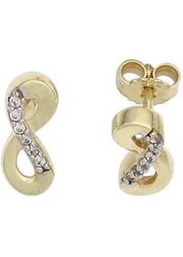 Paar Ohrstecker Jobo "Ohrringe Unendlichkeit", gelbgold 333, Ohrringe, Damen, Gelbgold 333, 333 Gold mit 12 Zirkonia