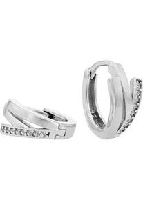 Adelia&acute;s Klappcreolen ADELIA ́S "Damen Ohrringe &ndash; Klappcreole aus 925 Silber mit Zirkonia", Damen, Gr. Damen, Silber 925 (Sterlingsilber), silber, Ohrringe Klappcreolen, Zum Verschenken an Menschen, die Ihnen am Herzen liegen