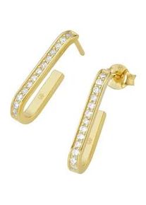 Paar Ohrstecker "mit Zirkonia, vergoldet, Silber 925", gold, Giorgio Martello MILANO, Ohrringe, Damen, Silber 925 (Sterlingsilber)