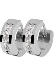 Adelia&acute;s Klappcreolen ADELIA ́S "Damen Ohrringe &ndash; Klappcreole aus Edelstahl mit Strass Steinchen", Damen, Gr. Damen, Edelstahl, silber, Ohrringe Klappcreolen, Zum Verschenken &ndash; ideal zum Muttertag