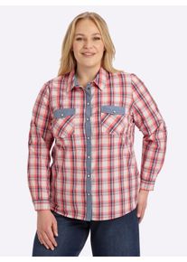 sheego Gro&szlig;e Gr&ouml;&szlig;en Karobluse mit aufgesetzten Brusttaschen, hummer-wei&szlig;-kariert, Gr&ouml;&szlig;e 52 - Damen