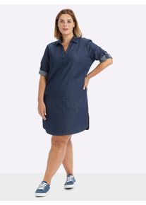 sheego Gro&szlig;e Gr&ouml;&szlig;en Jeanskleid in Schlupfform, blue-stone-washed, Gr&ouml;&szlig;e 46 - Damen