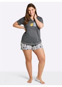 w&auml;schepur sheego Gro&szlig;e Gr&ouml;&szlig;en Shorty mit Katzen-Motiv, anthrazit-grau-bedruckt, Gr&ouml;&szlig;e 52/54 - Damen