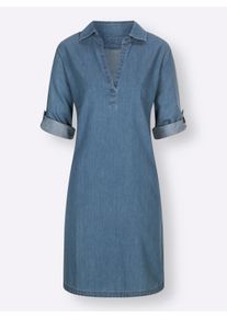 sheego Gro&szlig;e Gr&ouml;&szlig;en Jeanskleid in Schlupfform, blue-bleached, Gr&ouml;&szlig;e 50 - Damen