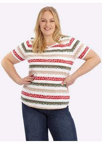 sheego Gro&szlig;e Gr&ouml;&szlig;en Print-Shirt mit Ringel-Muster, khaki-rot-gestreift, Gr&ouml;&szlig;e 54 - Damen