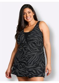 sheego Gro&szlig;e Gr&ouml;&szlig;en Badekleid mit P&uuml;nktchenprint, schwarz-wei&szlig;-bedruckt, Gr&ouml;&szlig;e 46C - Damen