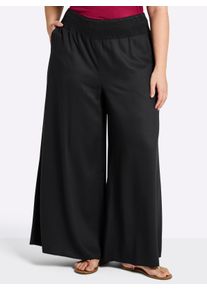 sheego Gro&szlig;e Gr&ouml;&szlig;en Schlupfhose mit Babylock-Wellensaum, schwarz, Gr&ouml;&szlig;e 54 - Damen