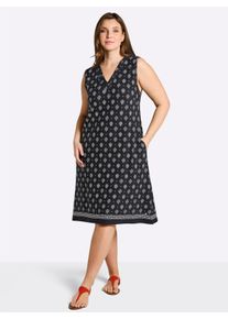 sheego Gro&szlig;e Gr&ouml;&szlig;en Jerseykleid mit Ornamentprint, in A-Linie, schwarz-ecru-bedruckt, Gr&ouml;&szlig;e 50 - Damen