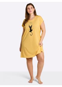w&auml;schepur sheego Gro&szlig;e Gr&ouml;&szlig;en Sleepshirts in Oversize-Form, gelb-graphit + anthrazit-graphit, Gr&ouml;&szlig;e 48/50 - Damen