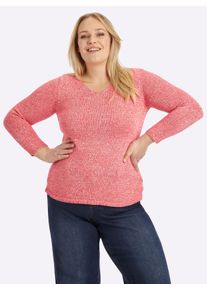 sheego Gro&szlig;e Gr&ouml;&szlig;en Strickpullover aus Melangegarn, koralle-meliert, Gr&ouml;&szlig;e 54 - Damen