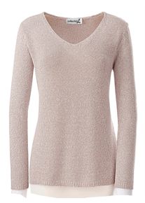 sheego Gro&szlig;e Gr&ouml;&szlig;en Strickpullover aus Melangegarn, beige-meliert, Gr&ouml;&szlig;e 48 - Damen