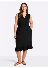 sheego Gro&szlig;e Gr&ouml;&szlig;en Jerseykleid in Wickeloptik, schwarz, Gr&ouml;&szlig;e 50 - Damen