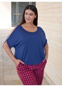 sheego Gro&szlig;e Gr&ouml;&szlig;en Shirt mit Cut-outs und Bindeband, royalblau, Gr&ouml;&szlig;e 48/50 - Damen