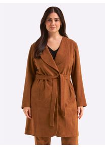 sheego Gro&szlig;e Gr&ouml;&szlig;en Ledermantel aus Ziegenvelours, cognac, Gr&ouml;&szlig;e 52 - Damen