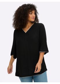 sheego Gro&szlig;e Gr&ouml;&szlig;en Tunika mit Kontrast-Kanten, schwarz-wei&szlig;, Gr&ouml;&szlig;e 50 - Damen