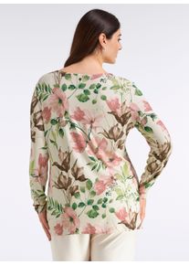 sheego Gro&szlig;e Gr&ouml;&szlig;en Langarmshirt mit doppellagiger Front, champagner-puder-bedruckt, Gr&ouml;&szlig;e 52 - Damen