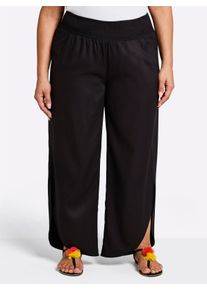 sheego Gro&szlig;e Gr&ouml;&szlig;en Schlupfhose mit asymmetrischem Saum, schwarz, Gr&ouml;&szlig;e 46 - Damen