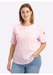 sheego Gro&szlig;e Gr&ouml;&szlig;en Streifenshirt im figurbetonten Schnitt, hellros&eacute;-wei&szlig;-geringelt, Gr&ouml;&szlig;e 56/58 - Damen