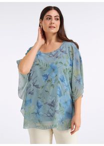 sheego Gro&szlig;e Gr&ouml;&szlig;en Tunika in Cape-Form, kalkmint-eisblau-bedruckt, Gr&ouml;&szlig;e 50 - Damen