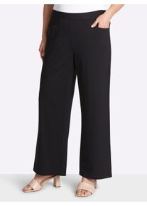 sheego Gro&szlig;e Gr&ouml;&szlig;en Schlupfhose mit weitem Bein, aus Interlock, schwarz, Gr&ouml;&szlig;e 52 - Damen