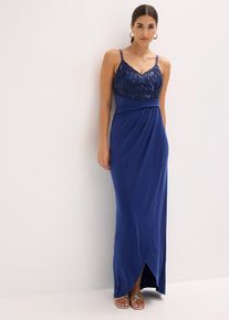 bonprix Abendkleid mit Spitze und Paillettenstickerei, blau, Gr.38, Wundersch&ouml;nes Abendkleid mit Spaghetti-Tr&auml;gern, im Oberteil aus Spitze mit Paillettenstickerei sowie einem Rock in Wickel-Optik