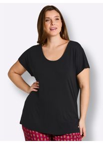 sheego Gro&szlig;e Gr&ouml;&szlig;en Shirt mit geh&auml;kelter Spitze hinten, schwarz, Gr&ouml;&szlig;e 48/50 - Damen
