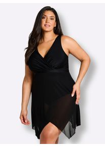 sheego Gro&szlig;e Gr&ouml;&szlig;en Badekleid mit Mesh-Rock und Shaping-Effekt, schwarz, Gr&ouml;&szlig;e 46C - Damen