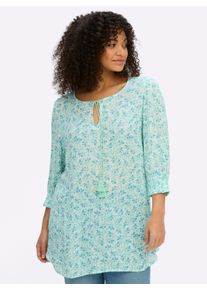 sheego Gro&szlig;e Gr&ouml;&szlig;en Tunika mit 3/4-&Auml;rmeln, ecru-blaugr&uuml;n-bedruckt, Gr&ouml;&szlig;e 58 - Damen