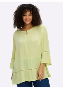 sheego Gro&szlig;e Gr&ouml;&szlig;en Tunika mit 3/4-Arm und Lochmusterborte, pistazie, Gr&ouml;&szlig;e 44 - Damen