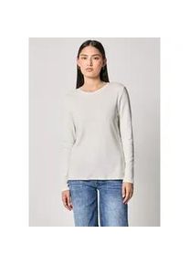 Langarmshirt STREET ONE STUDIO, Damen, Gr. 46, wei&szlig; (sanftes wei&szlig;), Web, 48% Baumwolle, 47% Modal, 5% Elasthan, unifarben, normal normal, Rundhals, abgesteppt, Shirts Langarmshirt, im soften Baumwoll-Mix