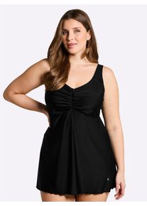 sheego Gro&szlig;e Gr&ouml;&szlig;en Tankini-Oberteil mit V-Ausschnitt und Raffung, schwarz, Gr&ouml;&szlig;e 46D - Damen