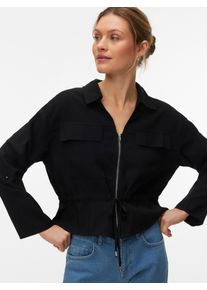 V&eacute;ro Moda Langarmbluse VERO MODA "VMKATIE LS SHIRT WVN NOOS", Damen, Gr. XL, schwarz, Web, Obermaterial: 90% Viskose, 10% Polyester, unifarben, normal, V-Ausschnitt, Blusen Langarmbluse, Materialmix