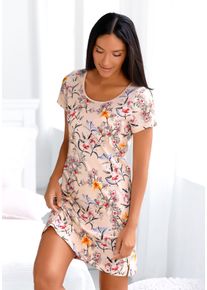 Nachthemd s.Oliver, Damen, Gr. 56/58, N-Gr, rosa (rosa, gebl&uuml;mt), Single Jersey, Obermaterial: 50% Baumwolle, 50% Viskose, bequem kurz, Rundhals, eingesetzt, Kleider Nachthemd, mit Blumenmuster, Topseller