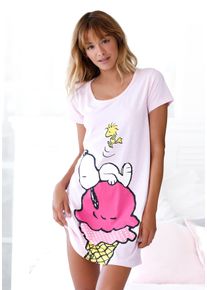 Sleepshirt PEANUTS, Damen, Gr. 48/50, N-Gr, rosa, Single Jersey, Obermaterial: 100% Baumwolle, bedruckt, loose fit kurz, Rundhals, eingesetzt, Kleider Sleepshirt, mit gro&szlig;em Snoopy-Motiv, Topseller