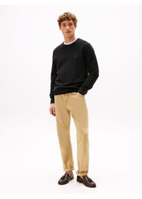 Rundhalspullover Tommy Hilfiger "ESSENTIAL STRUCTURE CREW NECK mit Struktur und Label", Herren, Gr. S, schwarz, Strick, Obermaterial: 100% Baumwolle, Rundhals, Rippb&uuml;ndchen, Pullover Rundhalspullover, unifarben, casual, regular fit, Baumwolle, Rundhals