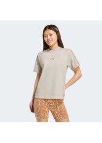 T-Shirt adidas Sportswear "SEASONAL ESSENTIALS LEOPARDENPRINT MIT 3-STREIFEN", Damen, Gr. S, wonder alumina, multicolor, Obermaterial: 100% Baumwolle, Rundhals, Shirts T-Shirt