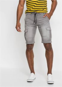 Bermudas bonprix, Herren, Gr. 54, N-Gr, hellgrau denim, Web, Obermaterial: 73% Baumwolle, 25% Polyester, 2% Elasthan, regular fit, Hosen Bermudas, aus Baumwolle und Polyester, mit Used-Effekt, regular fit