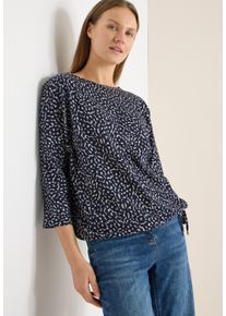 3/4-Arm-Shirt Cecil, Damen, Gr. L (42), universal blau, Jersey, Obermaterial: 50% Baumwolle, 50% Modal, bedruckt, bequem h&uuml;ftbedeckend, U-Boot-Ausschnitt, Shirts 3/4-Arm-Shirt, mit Minimal Print