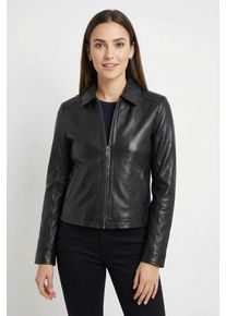 Lederjacke Mauritius "MWZimonna OT", Damen, Gr. XXXL(46), schwarz, Obermaterial: 100% Schafsleder. Futter: 100% Baumwolle, unifarben, schmal h&uuml;ftlang, mit Schlitz, Jacken Lederjacke, mit Umlegekragen