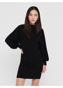 Strickkleid Only "ONLLABELLE LIFE L/S DRESS KNT NOOS", Damen, Gr. XS (34), N-Gr, schwarz, Feinstrick, Obermaterial: 50% Viskose, 30% Polyester, 20% Polyamid, unifarben, A-Linie kniefrei, hoch geschlossener Ausschnitt, Puff&auml;rmel, Kleider Strickkleid, mit modischen Ballon&auml;rmeln