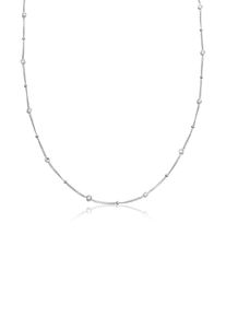 Silberkette Elli "Halskette Kugelkette Glas Kristalle Wei&szlig; 925 Sterling Silber" Gr. 45, silber, Halsketten, Damen, mit Stein, Silber 925 (Sterlingsilber), Silberkette