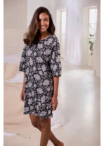 Nachthemd Vivance Dreams, Damen, Gr. 48/50, N-Gr, schwarz (schwarz paisley), Single Jersey, Obermaterial: 100% Viskose, Paisley, bequem kurz, Rundhals, Raglan&auml;rmel elastischer Bund, Kleider Nachthemd, mit Paisleymuster